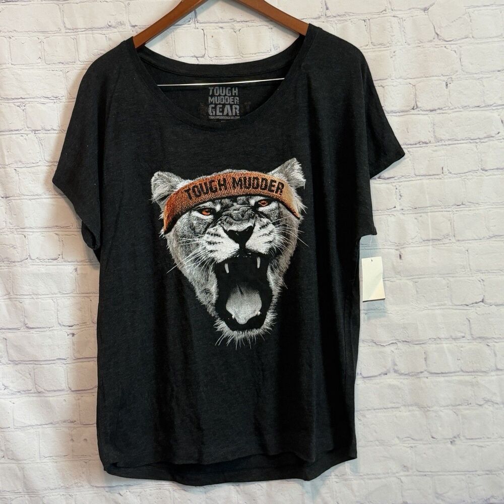 Tough Mudder Gear Tiger Graphic T-Shirt XL Vintage Black NWT Tri-Blend OCR